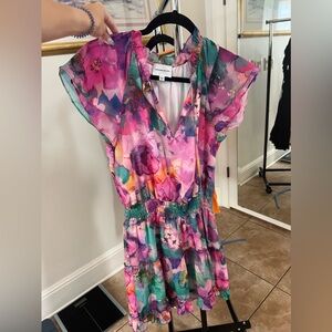 Multi colored lavender brown dress